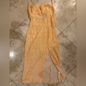 Midi Floral Dress Orange